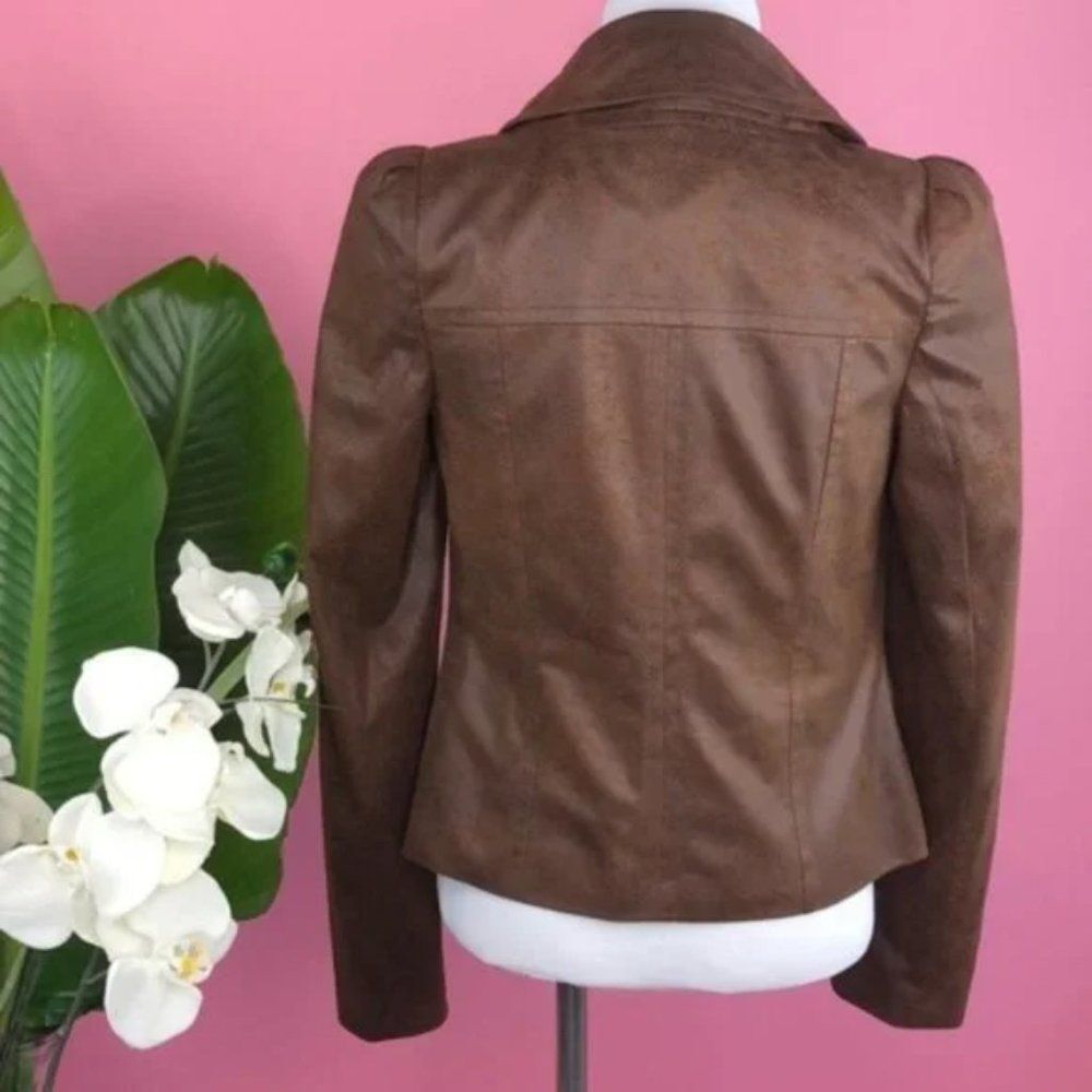 INC International Concepts Brown Ruffle Feminine Zip Up Jacket NWOT - Picture 3 of 9